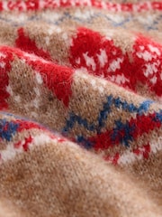 Camel Brown Fairisle Pattern Layer Look High Neck Knitted Tank - Image 6 of 7