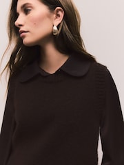 Chocolate Brown Satin Shirt Layer Knitted Tank - Image 6 of 6