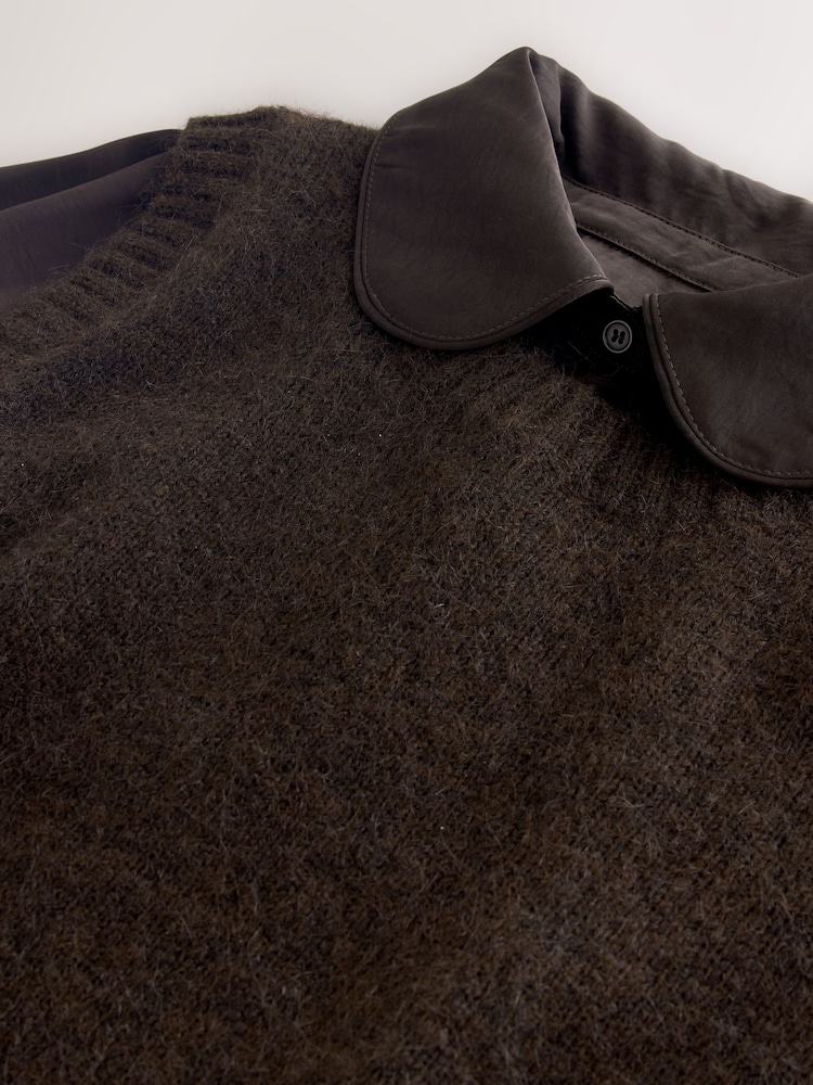 Chocolate marrom - Satin Shirt Layer Knitted Tank - Imagem 9 de 9