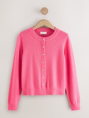 Bright Pink 100% Cashmere Long Sleeve Cardigan - Image 5 of 8