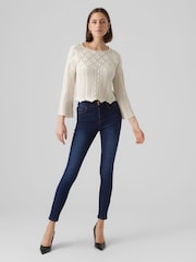 VERO MODA 3/4 Sleeve Boat Neck Crochet Top - Image 3 of 6