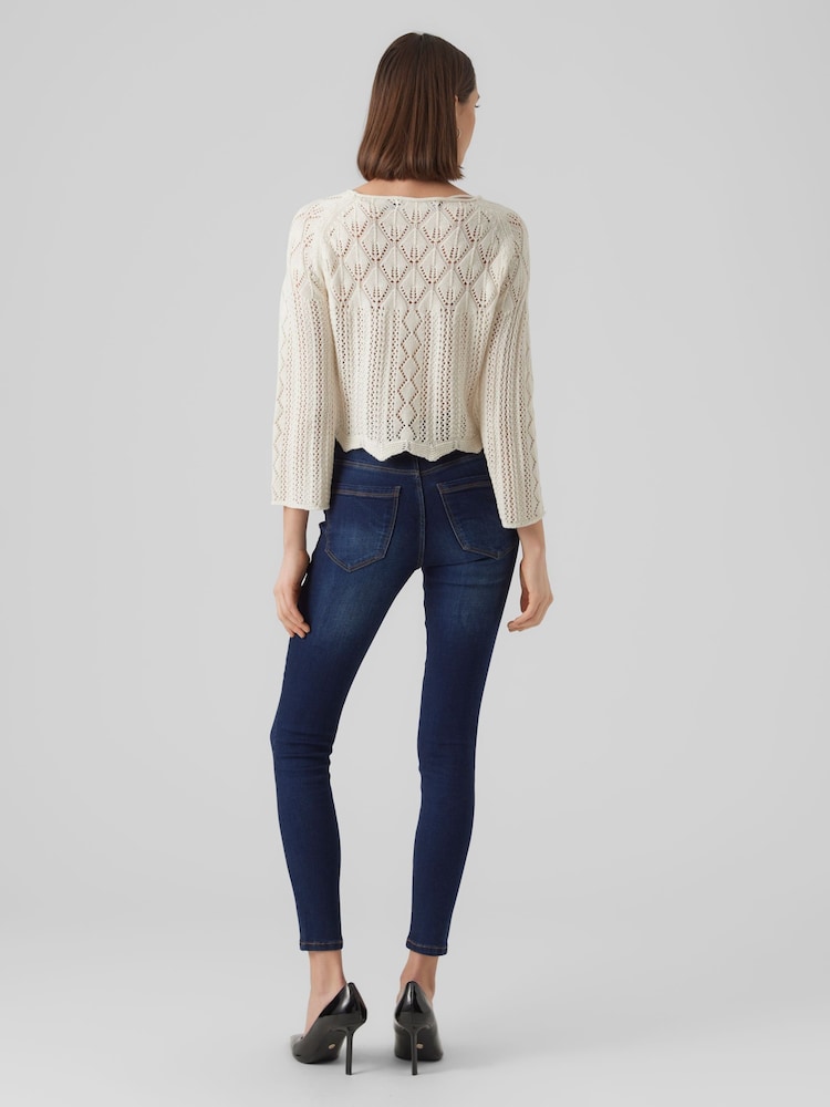VERO MODA 3/4 Sleeve Boat Neck Crochet Top - Image 4 of 6
