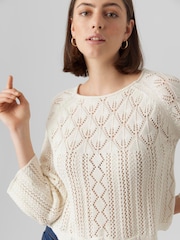 VERO MODA 3/4 Sleeve Boat Neck Crochet Top - Image 5 of 6