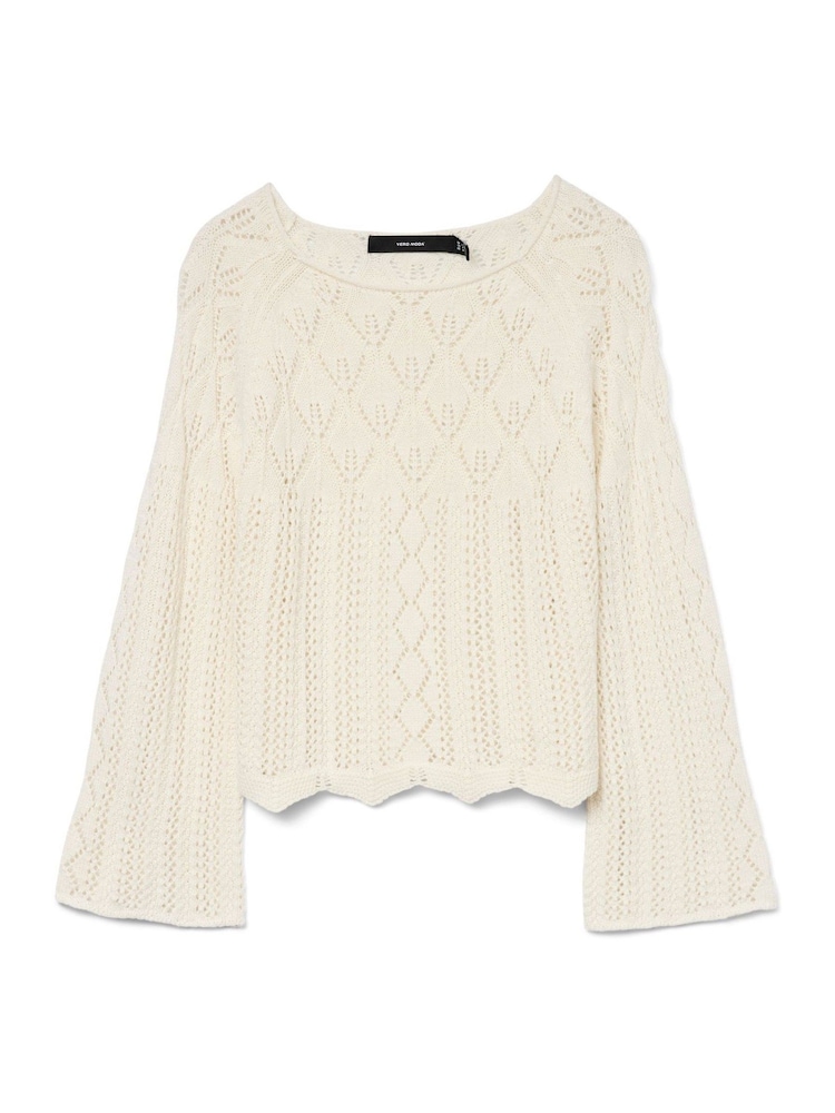 VERO MODA 3/4 Sleeve Boat Neck Crochet Top - Image 6 of 6