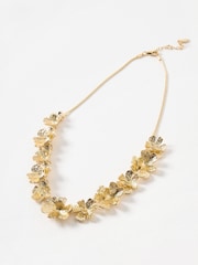 Oliver Bonas Gold June Cast Flowers Cord Collar Necklace - Image 1 of 3