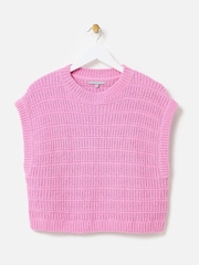 Oliver Bonas Pink Ribbed Textured Knitted Vest - Image 1 of 5