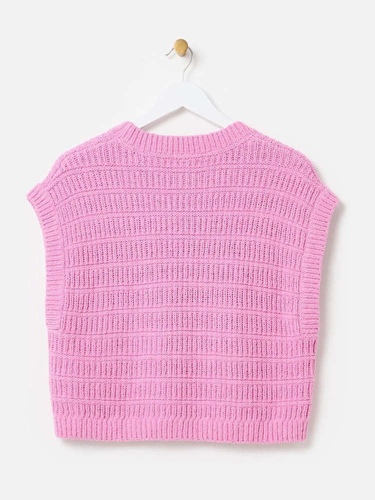 Oliver Bonas Pink Ribbed Textured Knitted Vest - Image 2 of 5