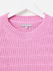 Oliver Bonas Pink Ribbed Textured Knitted Vest - Image 3 of 5