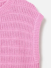 Oliver Bonas Pink Ribbed Textured Knitted Vest - Image 4 of 5