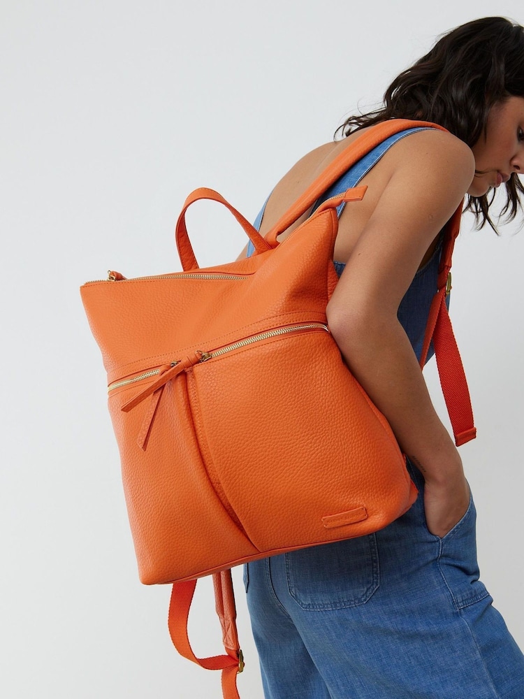 Oliver Bonas Orange Large Anie Multi Pocket Backpack - Image 1 of 8
