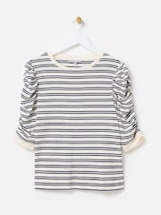 Oliver Bonas Striped Ruched Sleeve Top - Изображение 1 из 5