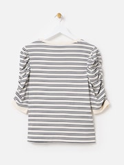 Oliver Bonas Striped Ruched Sleeve Top - Изображение 2 из 5