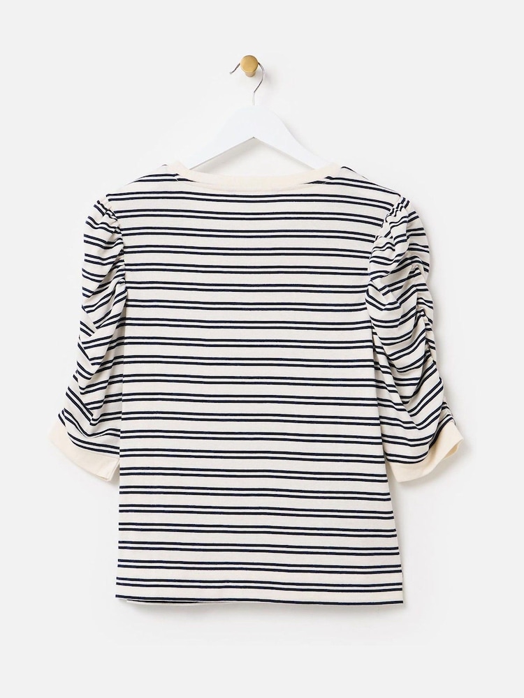 Oliver Bonas Striped Ruched Sleeve Top - Изображение 2 из 5