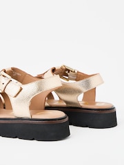 Oliver Bonas Gold Fisherman Strappy Leather Sandals - Image 4 of 6