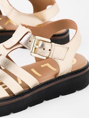 Oliver Bonas Gold Fisherman Strappy Leather Sandals - Image 6 of 6