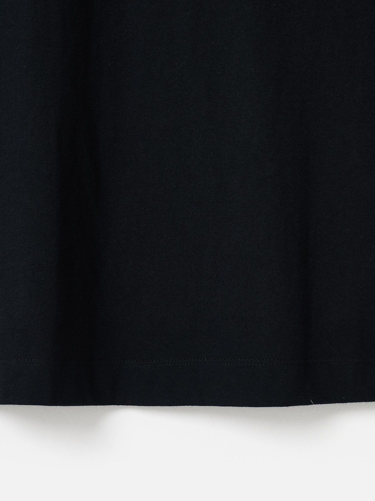 Oliver Bonas Black Broderie Sleeve 100% Cotton T-Shirt - Image 4 of 5