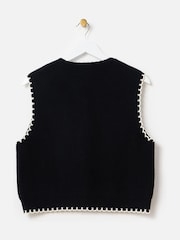 Oliver Bonas Black Blanket Stitch Knitted Waistcoat - Image 2 of 5