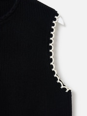 Oliver Bonas Black Blanket Stitch Knitted Waistcoat - Image 4 of 5