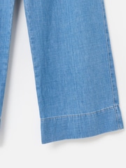 Oliver Bonas Blue Chambray Basque Wide Leg Regular Trousers - Image 7 of 7