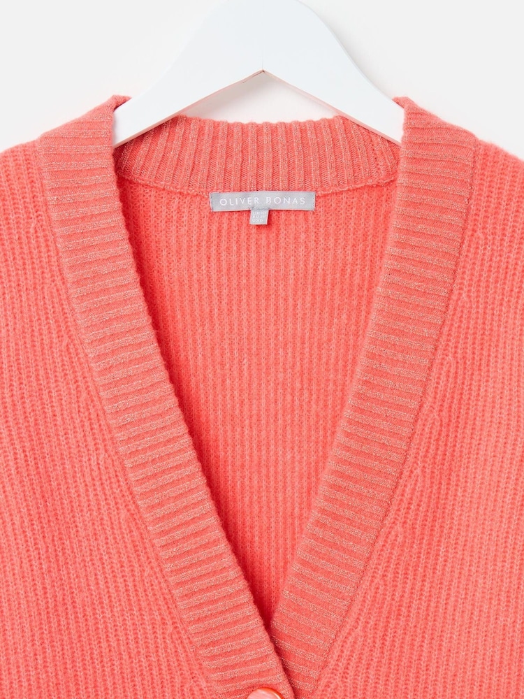 Buy Oliver Bonas Pink Puff Sleeve Sparkle Knitted Cardigan from