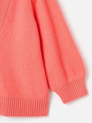 Oliver Bonas Pink Puff Sleeve Sparkle Knitted Cardigan - Image 7 of 8
