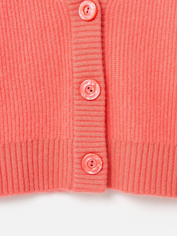 Oliver Bonas Pink Puff Sleeve Sparkle Knitted Cardigan - Image 8 of 8