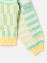 Oliver Bonas Green Geometric Knitted Bomber Jacket - Image 4 of 5