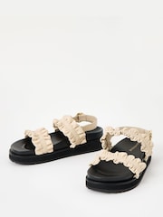 Oliver Bonas Cream Chunky Frill Leather Sandals - Image 1 of 6