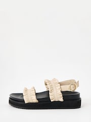 Oliver Bonas Cream Chunky Frill Leather Sandals - Image 2 of 6