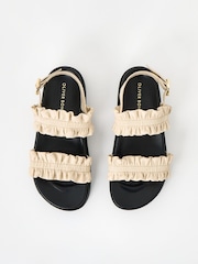 Oliver Bonas Cream Chunky Frill Leather Sandals - Image 3 of 6