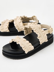 Oliver Bonas Cream Chunky Frill Leather Sandals - Image 4 of 6