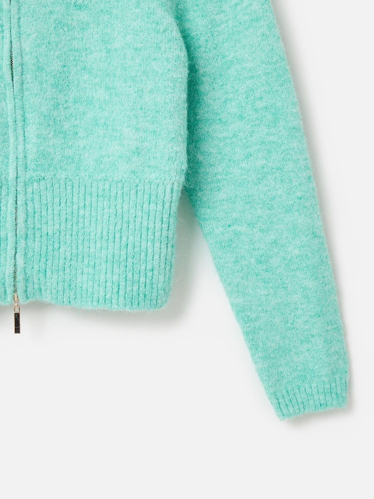 Oliver Bonas Green Aqua Zip Through Knitted Cardigan - Image 4 of 5