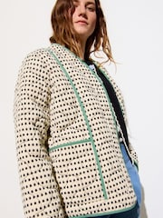 Oliver Bonas White Spotty Quilted Jacket - Image 1 of 8