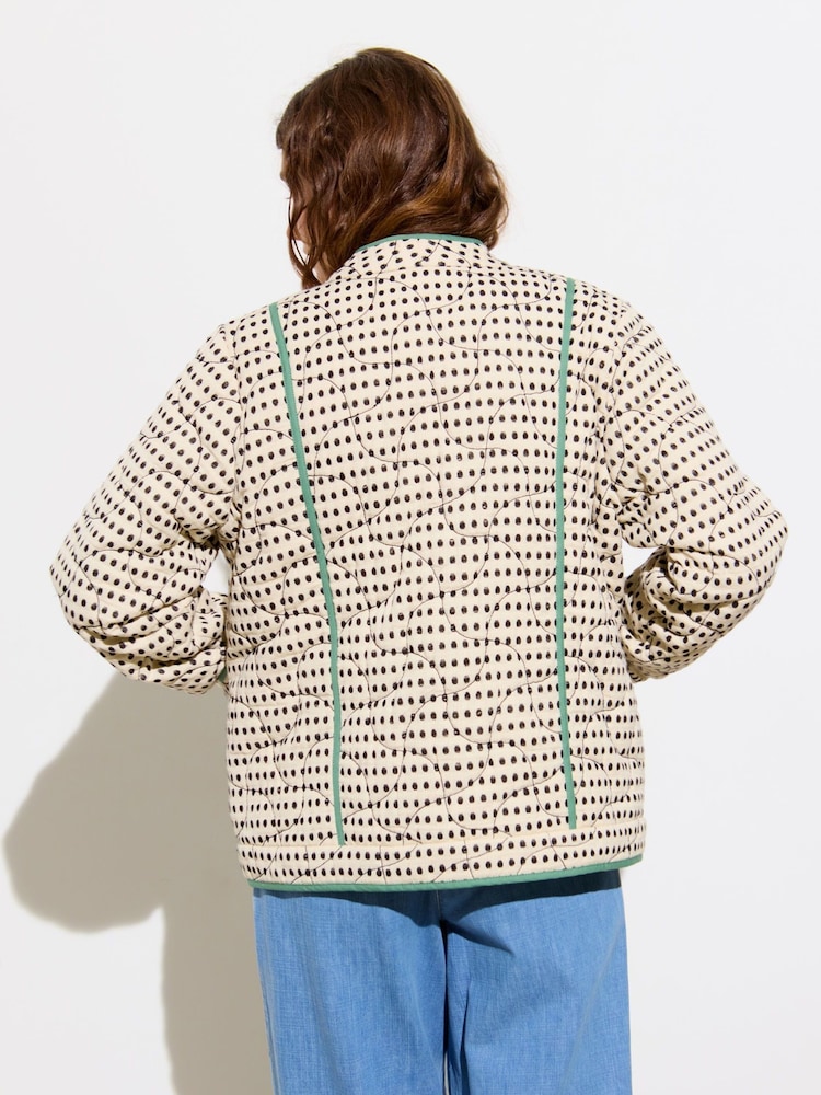 Oliver Bonas White Spotty Quilted Jacket - Image 2 of 8