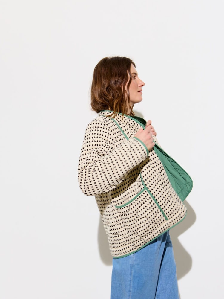 Oliver Bonas White Spotty Quilted Jacket - Image 3 of 8