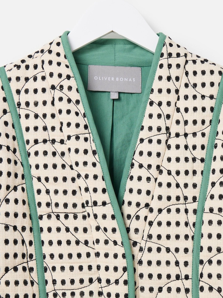 Oliver Bonas White Spotty Quilted Jacket - Image 7 of 8