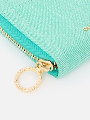 Oliver Bonas Green Lola Denim Zip Around Purse - Image 4 of 5