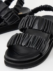 Oliver Bonas Black Chunky Ruched Leather Sandals - Image 6 of 6