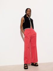 Oliver Bonas Blue Basque Wide Leg Regular Trousers - Image 1 of 8