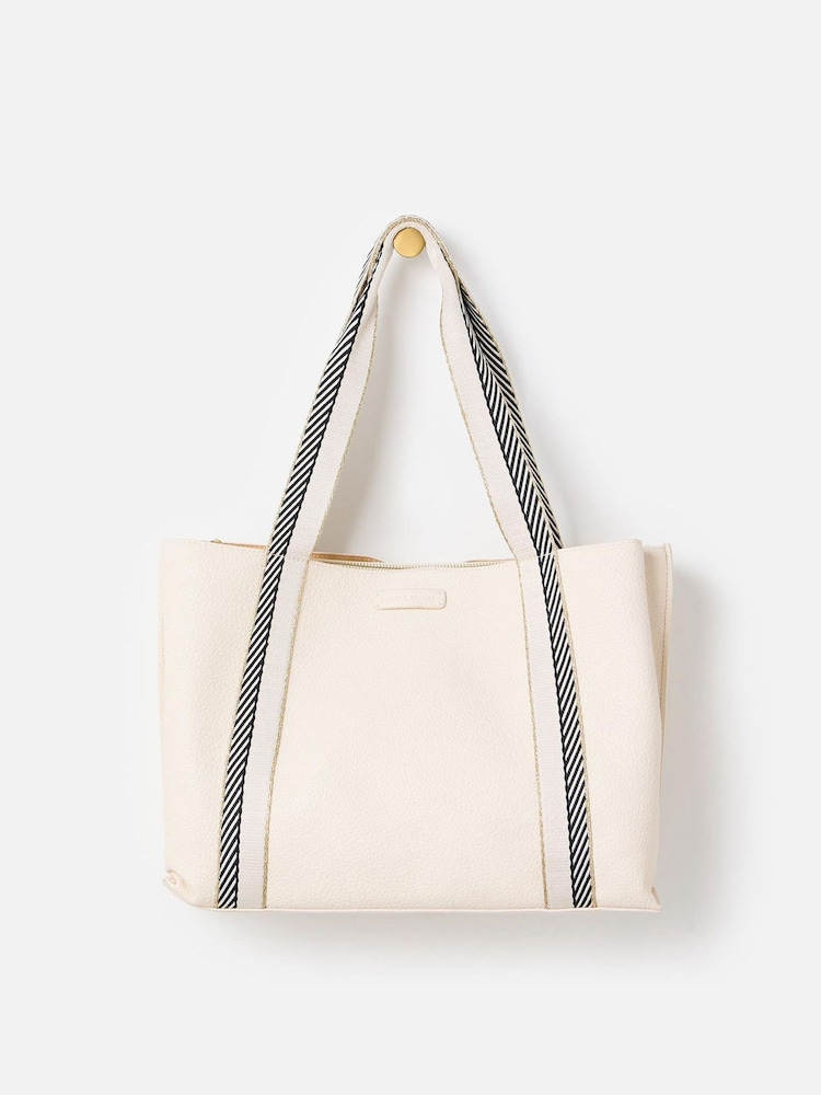 Oliver Bonas Cream Emma Stripe Tote Bag - Image 1 of 6