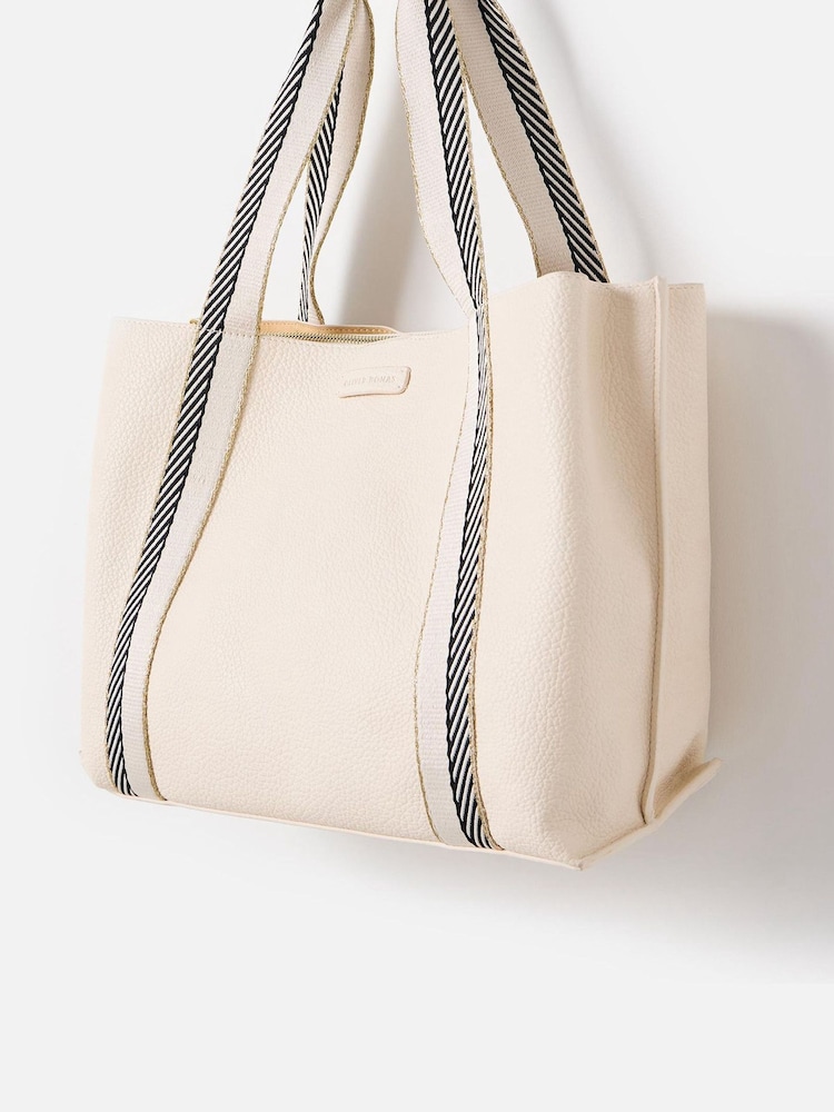 Oliver Bonas Cream Emma Stripe Tote Bag - Image 2 of 6