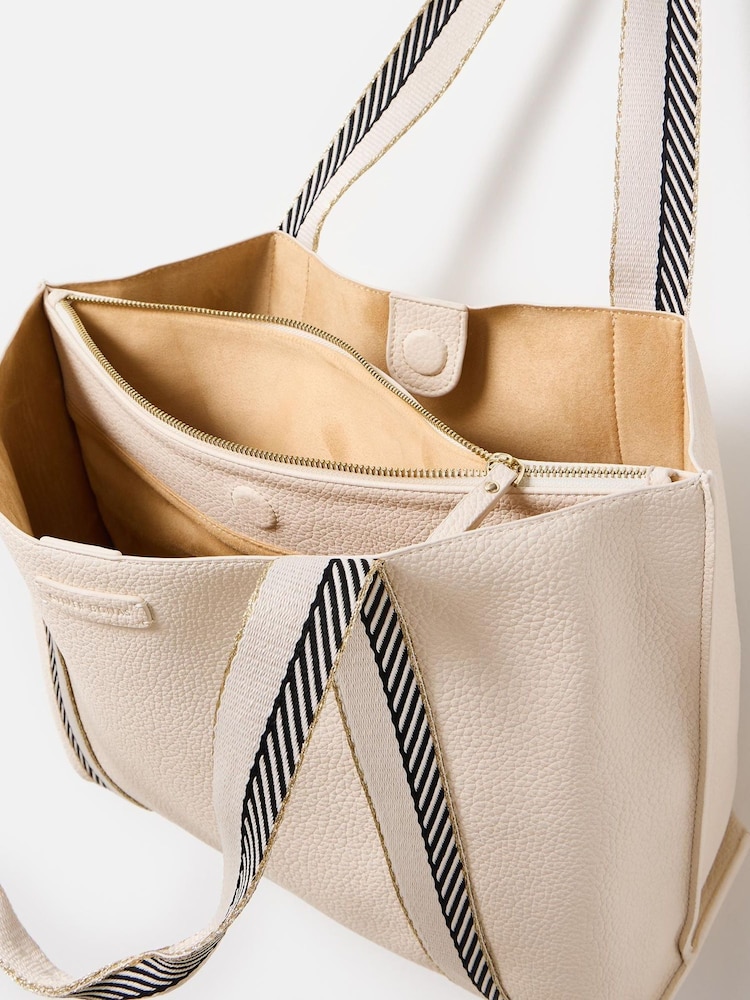 Oliver Bonas Cream Emma Stripe Tote Bag - Image 6 of 6