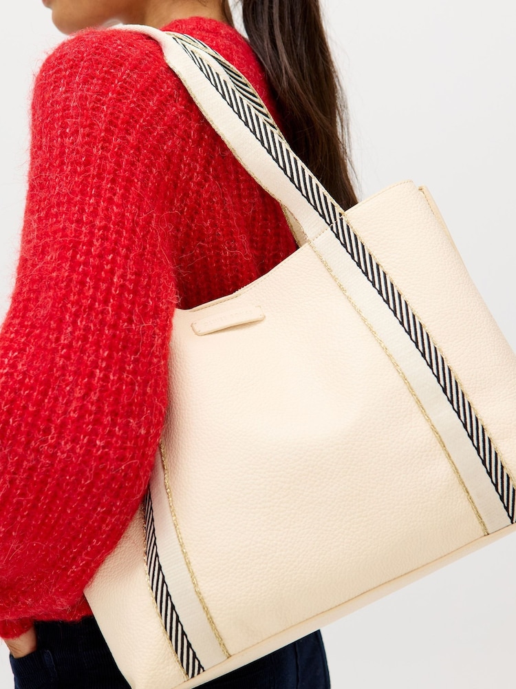 Oliver Bonas Cream Emma Stripe Tote Bag - Image 7 of 7