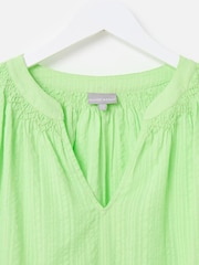 Oliver Bonas Green Embroidered Floral Sleeve 100% Cotton Blouse - Image 3 of 5