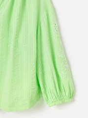 Oliver Bonas Green Embroidered Floral Sleeve 100% Cotton Blouse - Image 4 of 5