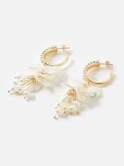 Oliver Bonas White Hannah Faux Shell Statement Earrings - Image 1 of 4