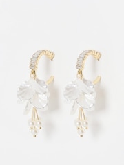 Oliver Bonas White Hannah Faux Shell Statement Earrings - Image 3 of 4