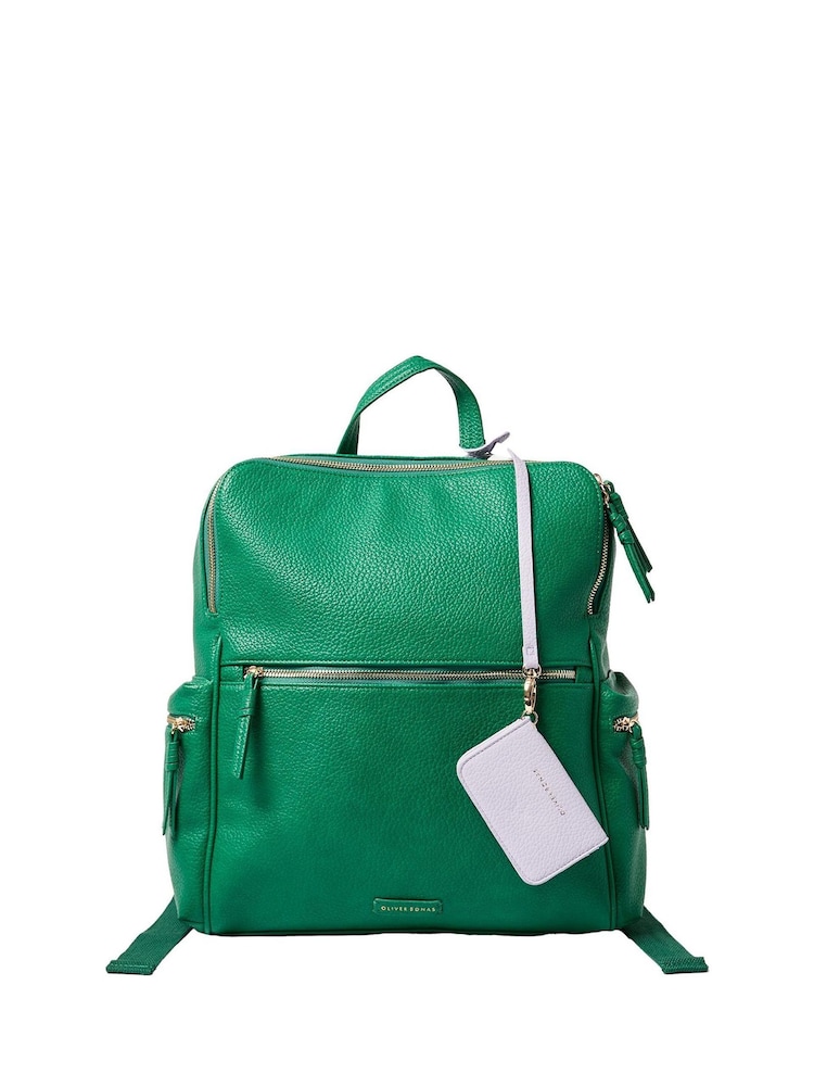 Oliver Bonas Green Imalie Curved Top Backpack - Image 1 of 7