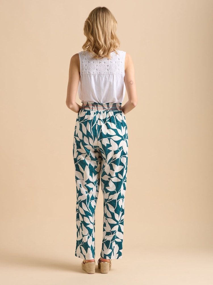 Brakeburn Blue Woodland Leaves 100% Cotton Trousers - Image 2 of 6