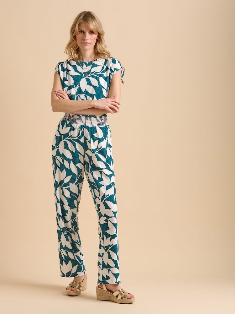 Brakeburn Blue Woodland Leaves 100% Cotton Trousers - Image 4 of 6